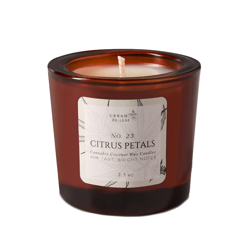 You'll enjoy this cannabis coconut wax candle with grapefruit, acai, red currant and more.