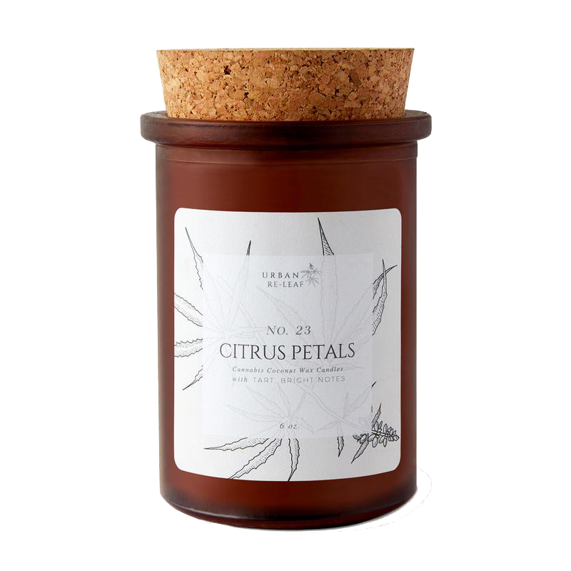 You'll enjoy this cannabis coconut wax candle with grapefruit, acai, red currant and more.