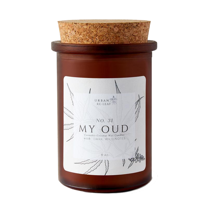 You'll enjoy this cannabis coconut wax candle with Agarwood, sweet plum, lime, jasmine, wild orchid and black pepper.